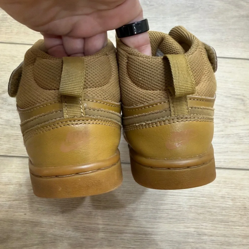 Nike Court Borough Mid 2 Wheat Gum Kids Sneakers CD7783-701 Size 13C